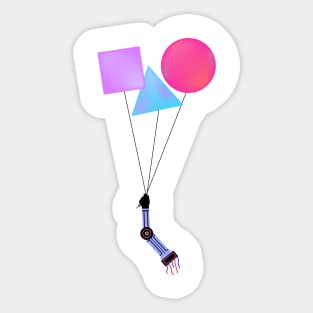 Surreal floating robot arm with shapes Sticker